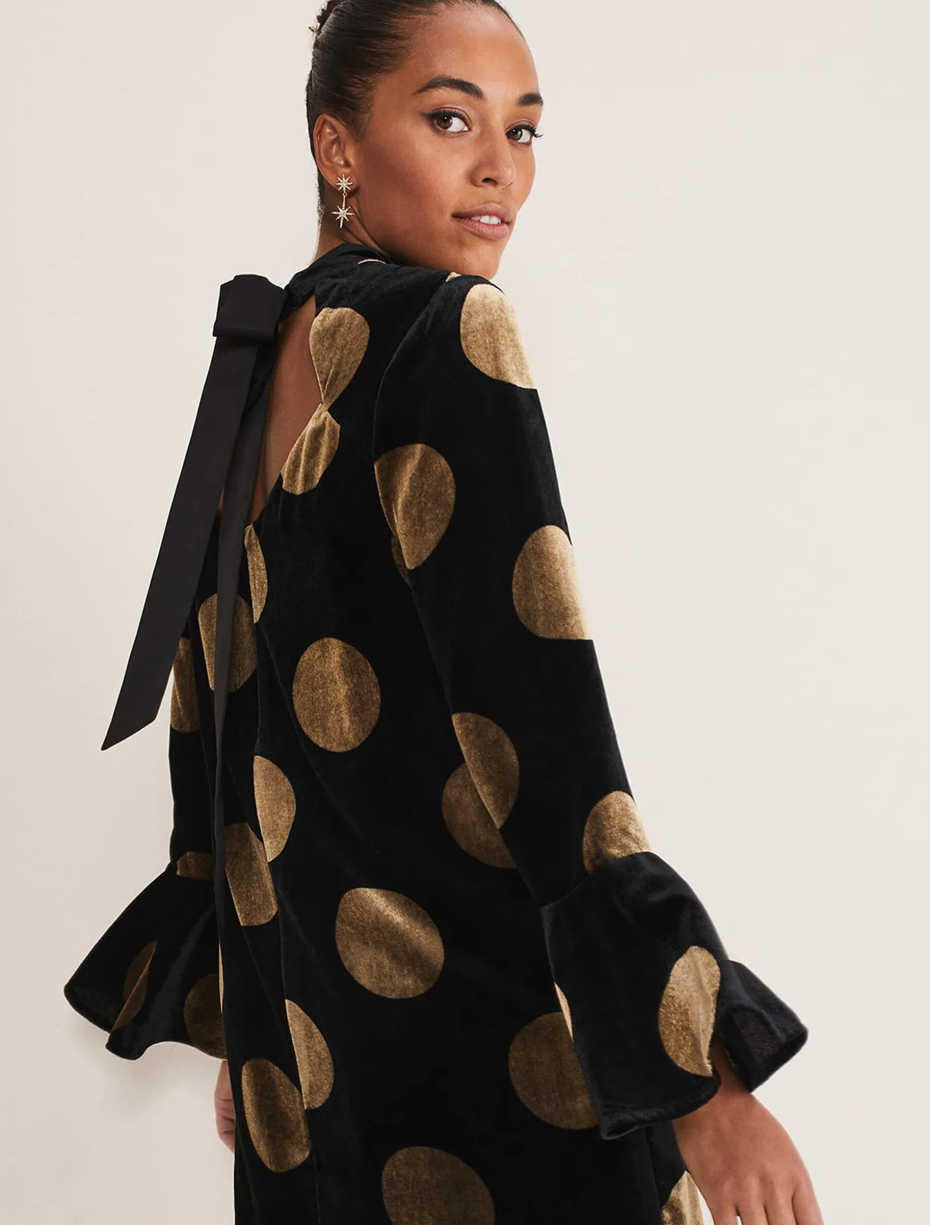 Aylin Spot Bell Sleeve Dress