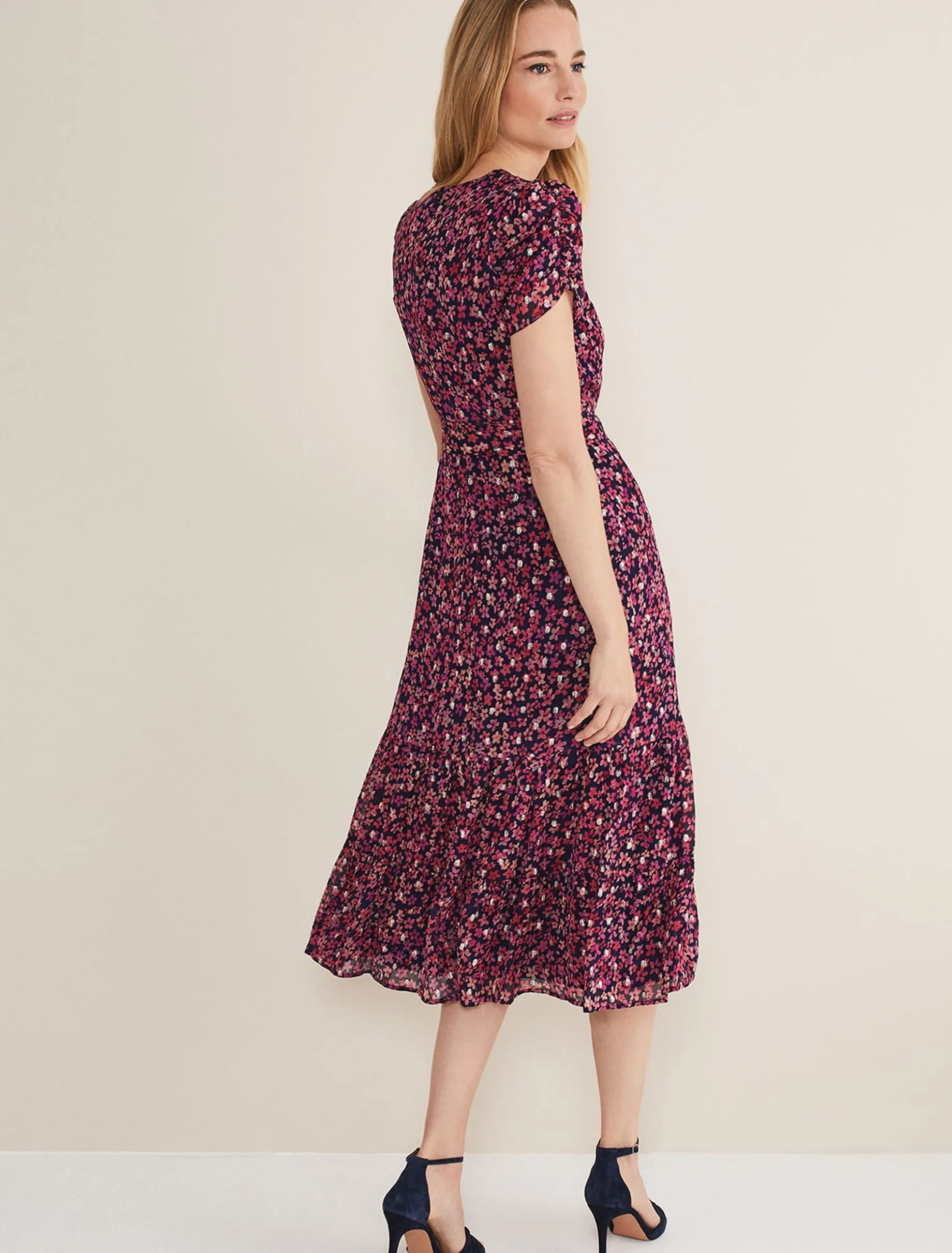 Azalea Ditsy Short Sleeve Midi Dress