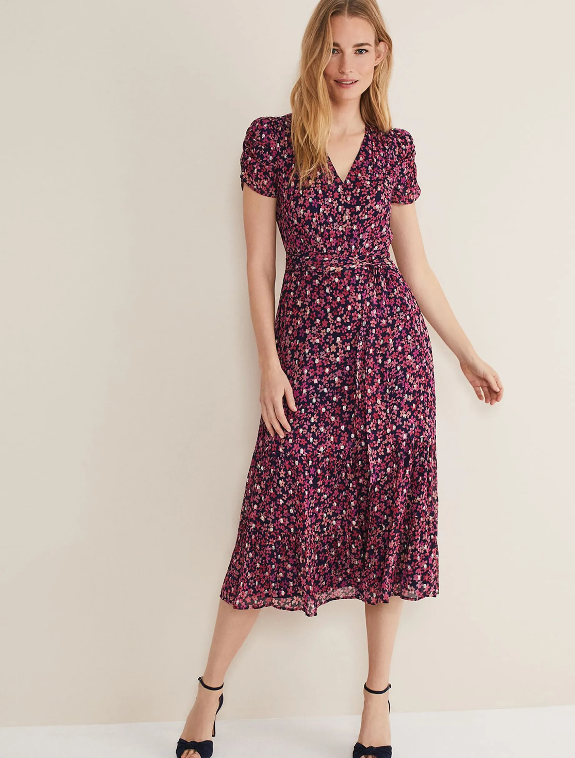 Azalea Ditsy Short Sleeve Midi Dress