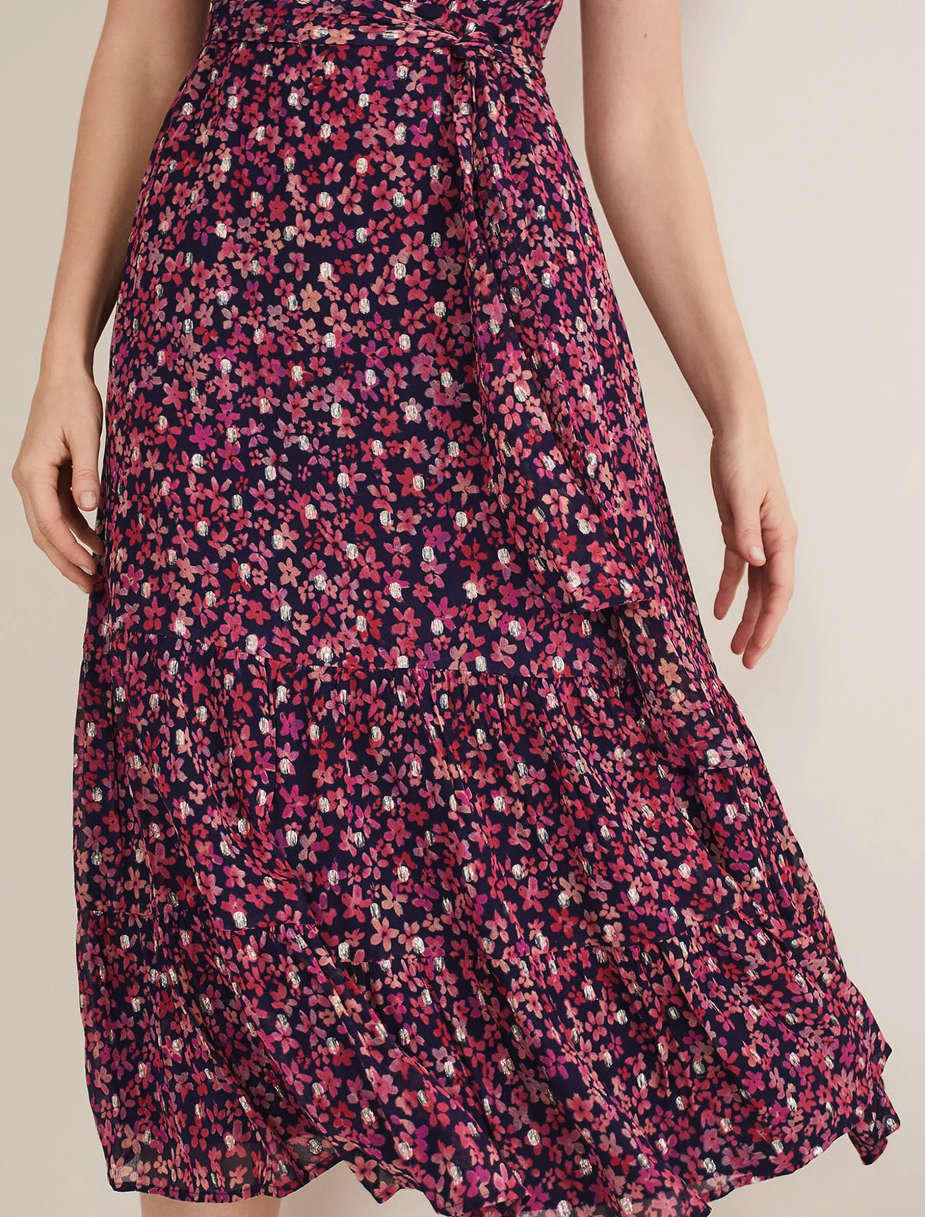 Azalea Ditsy Short Sleeve Midi Dress