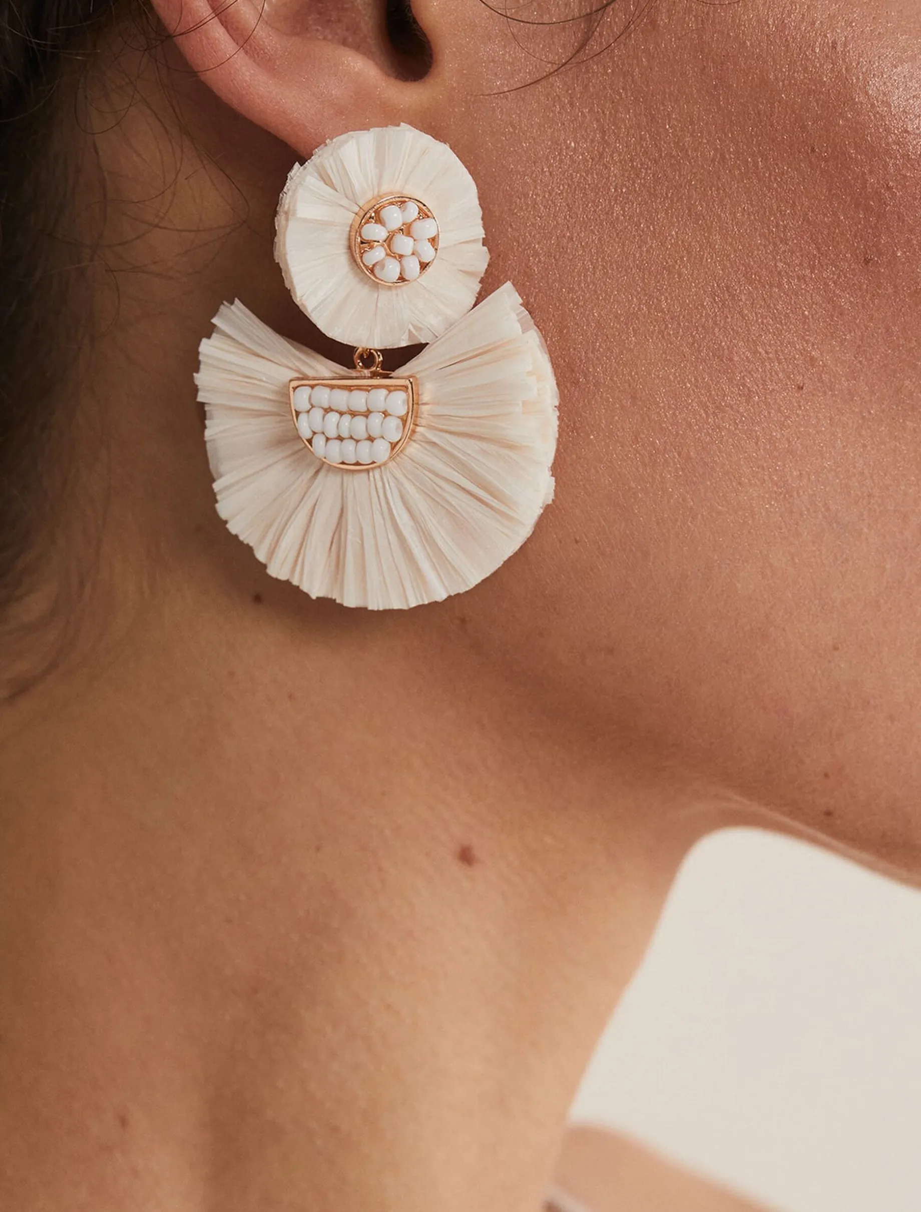 Beaded Fan Drop Earrings