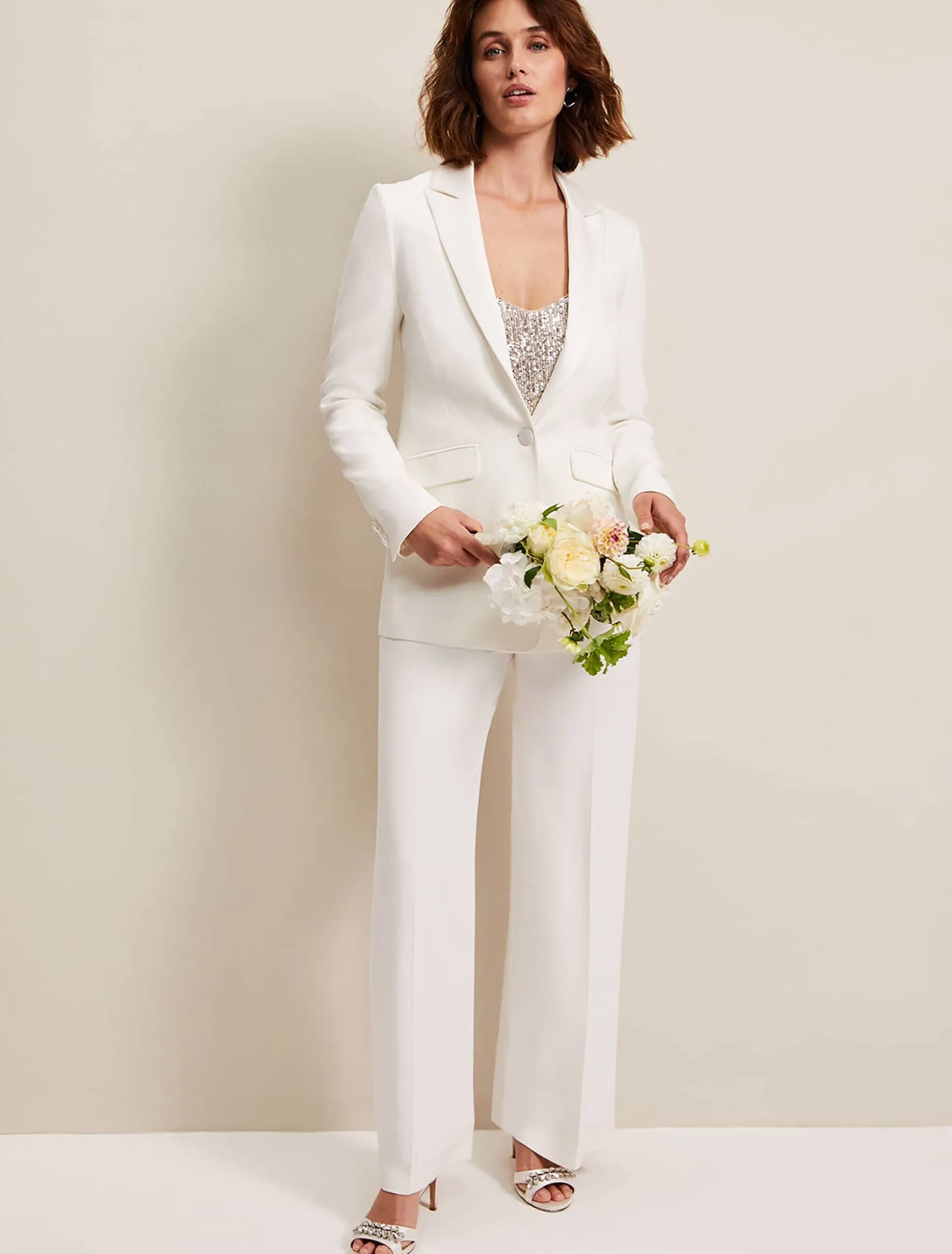 Beatriz White Satin Bridal Blazer