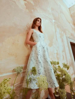 Becka Floral Jacquard Fit And Flare Dress