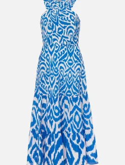 Bella Cross Neck Print Midi Dress