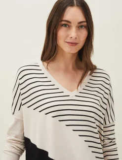 Belsa Stripe Colourblock Fine Knit Jumper