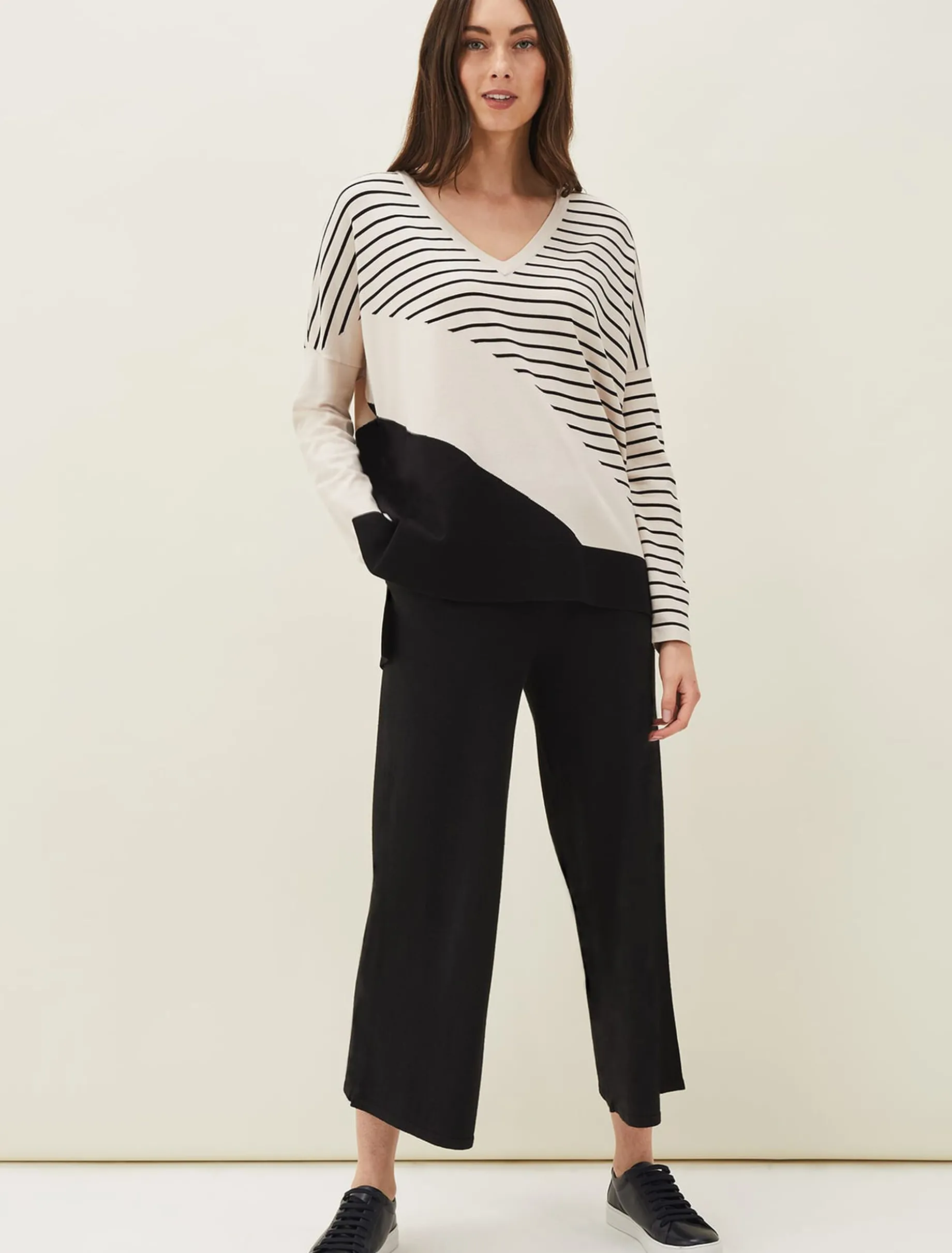 Belsa Stripe Colourblock Fine Knit Jumper