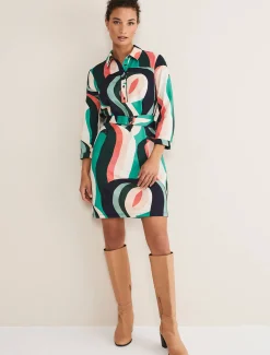 Beth Swirl Belted Shift Dress