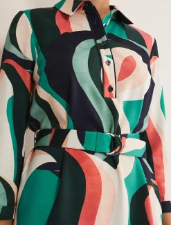 Beth Swirl Belted Shift Dress