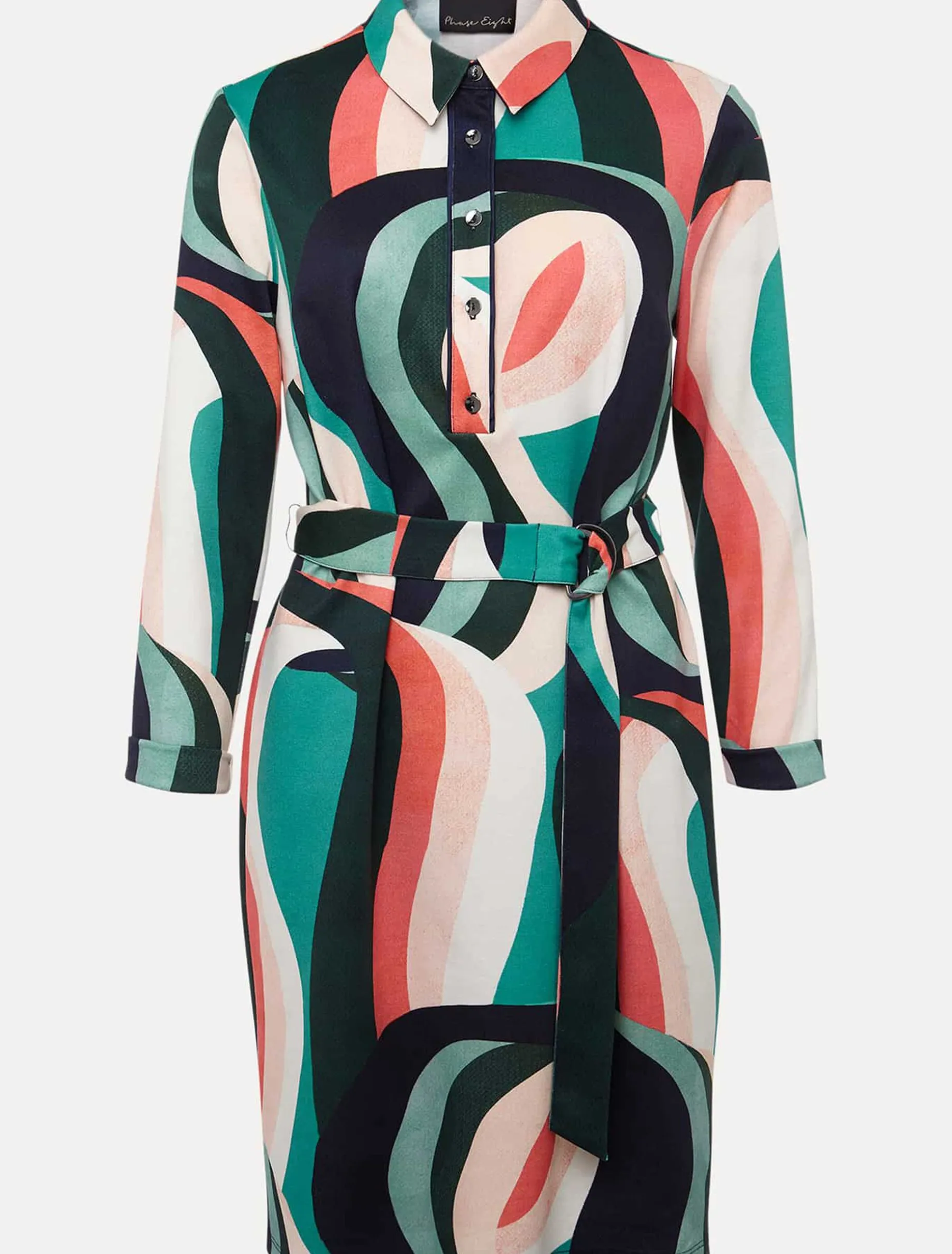 Beth Swirl Belted Shift Dress