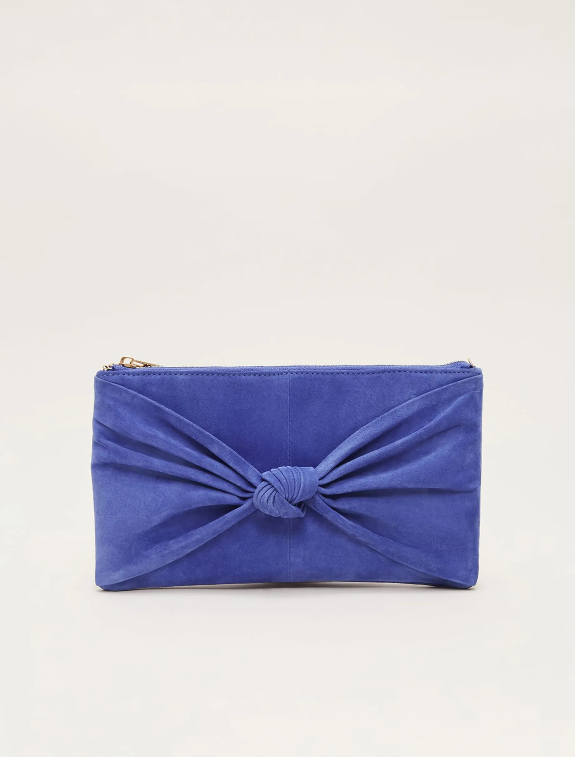 Blue Suede Clutch Bag