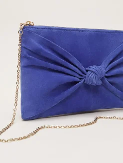Blue Suede Clutch Bag