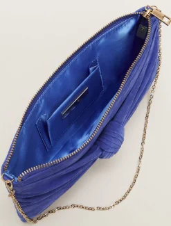 Blue Suede Clutch Bag