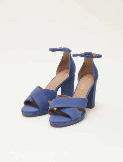 Blue Suede Platform Heels