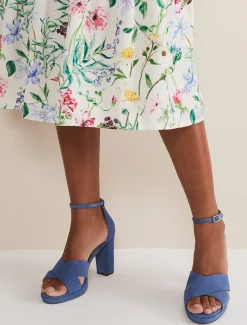 Blue Suede Platform Heels