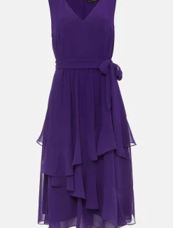 Breesha Tiered V-Neck Fit And Flare Belted Dress