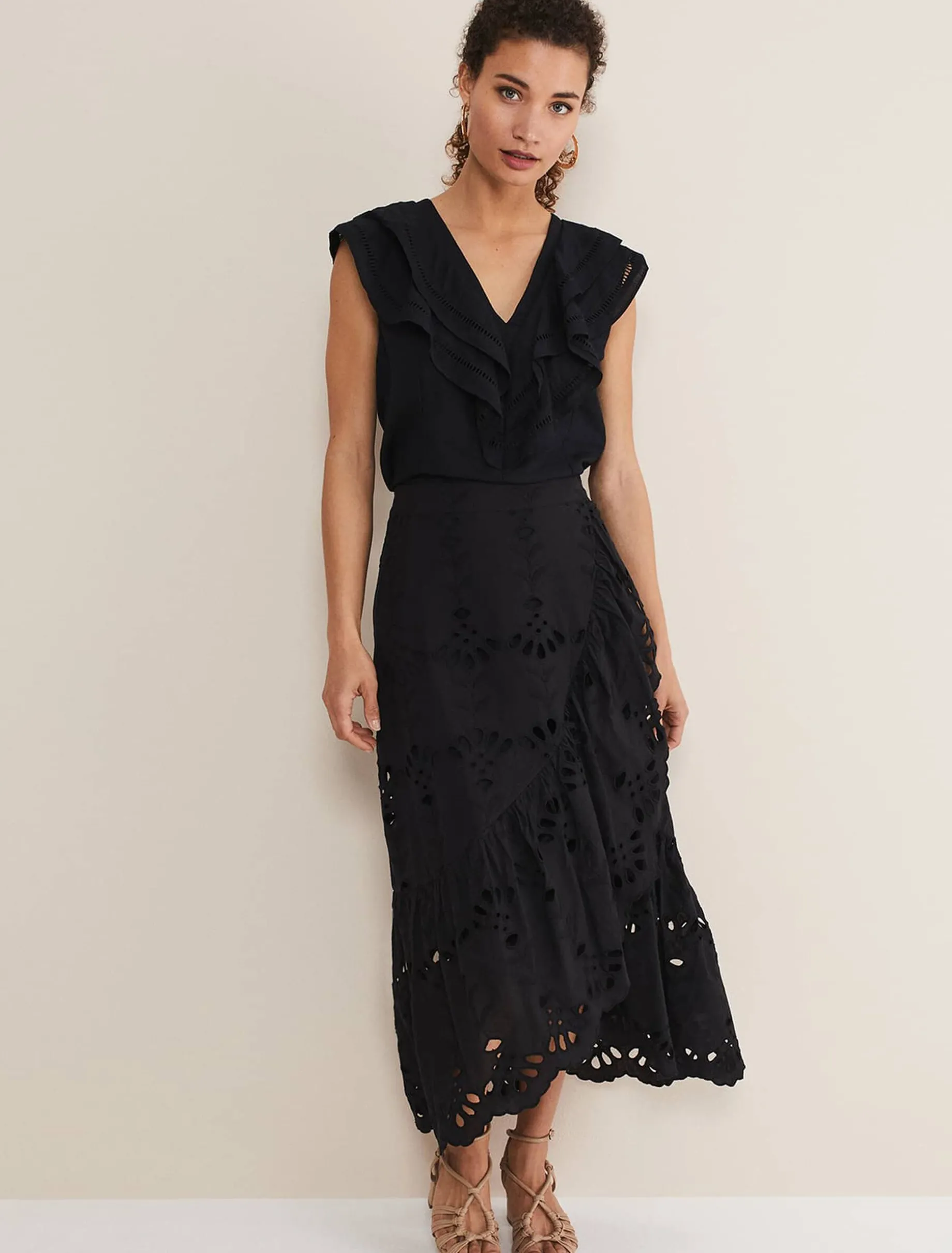 Broderie Wrap Maxi Skirt