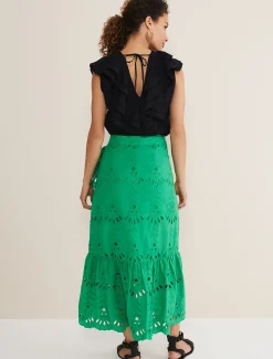 Broderie Wrap Maxi Skirt