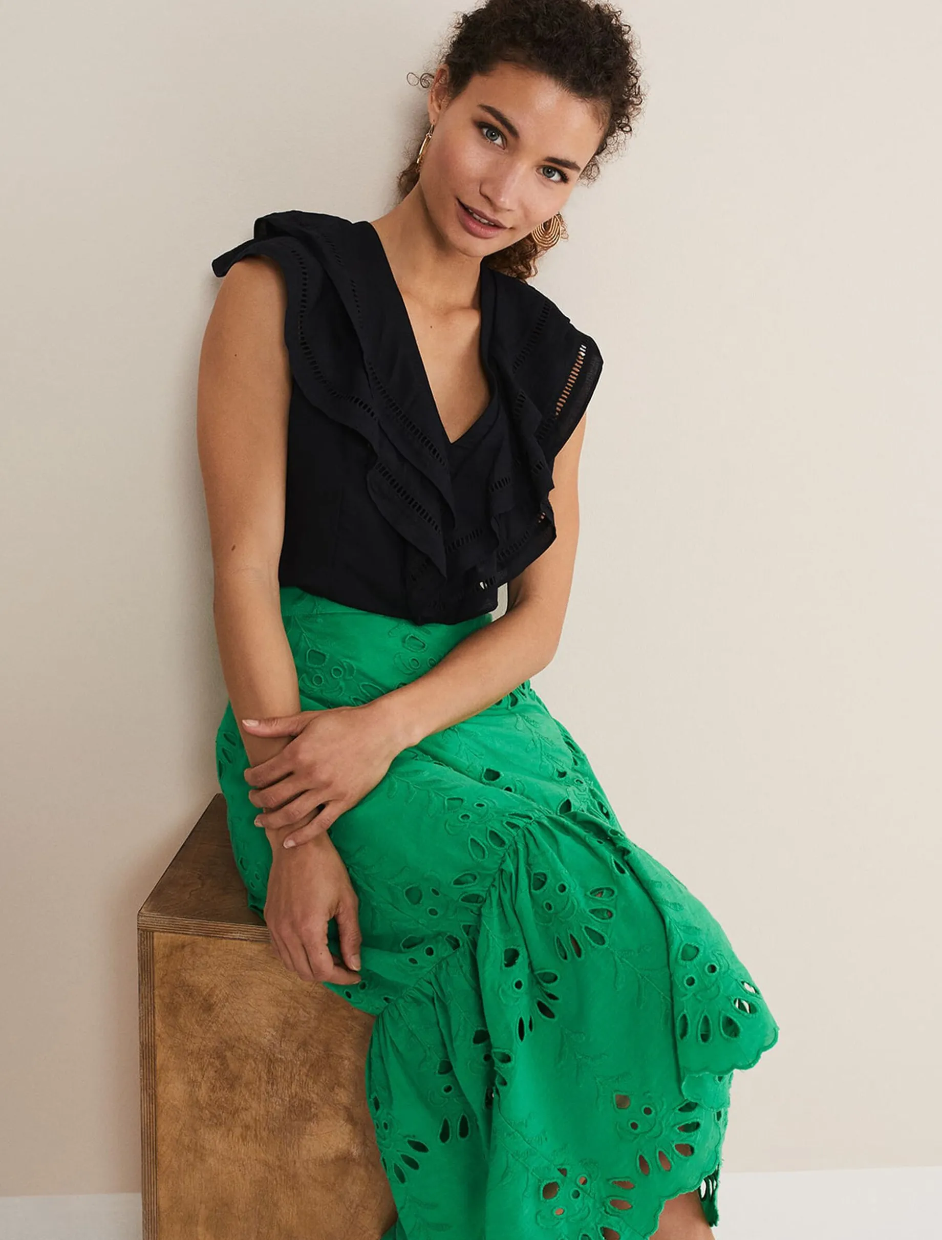 Broderie Wrap Maxi Skirt