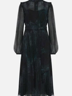 Camina Snake Print Pleated Dress