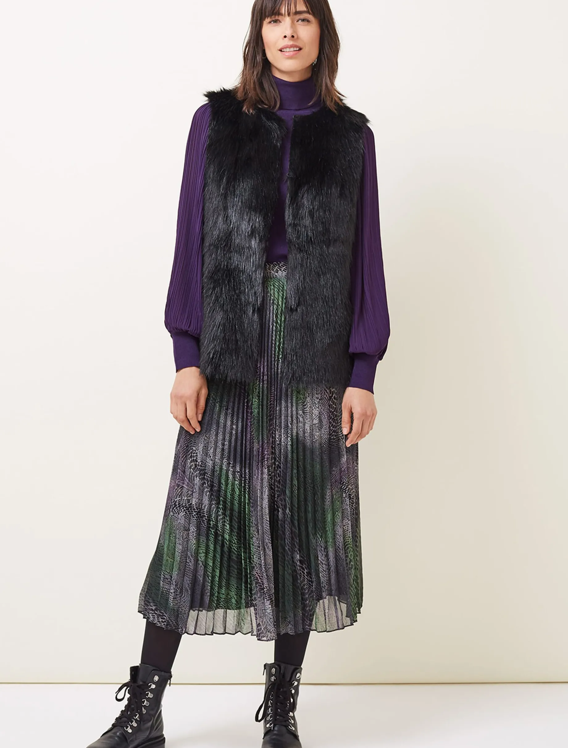 Camina Snake Print Pleated Maxi Skirt