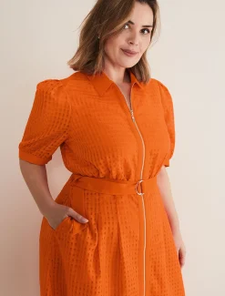 Carey Checked Textured Midi Dress