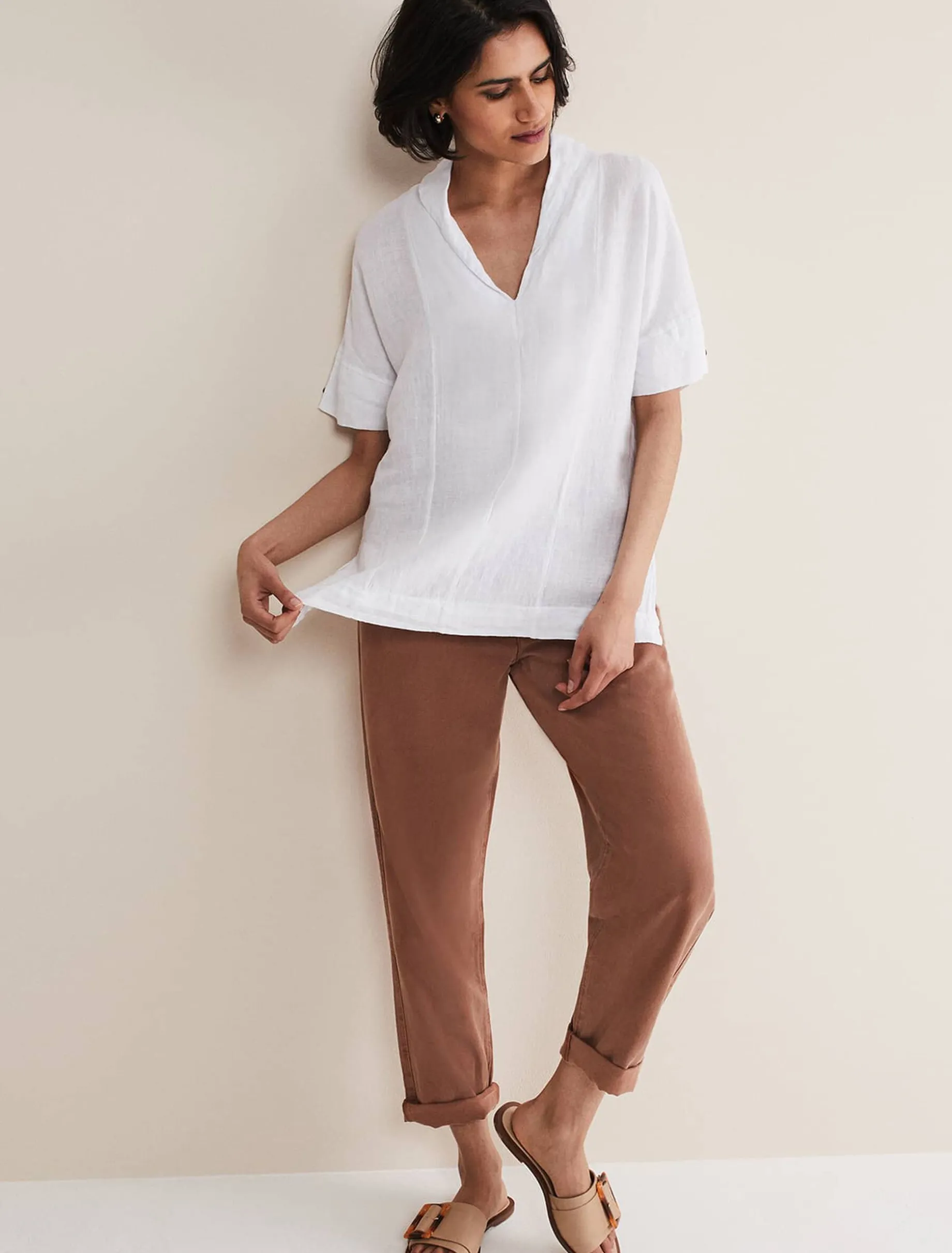 Carita V-Neck Linen Blouse
