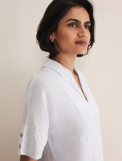 Carita V-Neck Linen Blouse