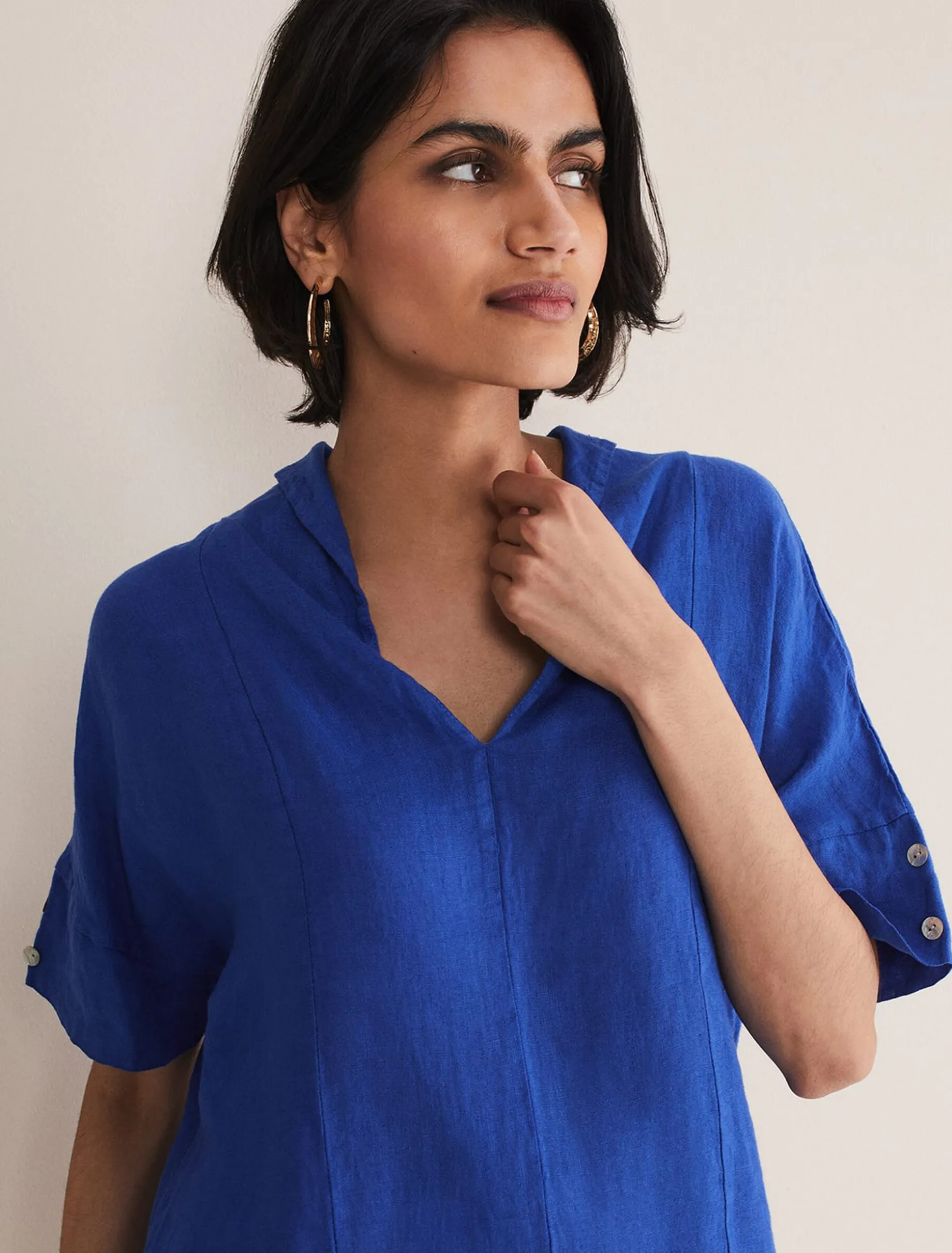 Carita V-Neck Linen Blouse