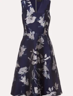 Cassy Jaquard Floral Midi Dress
