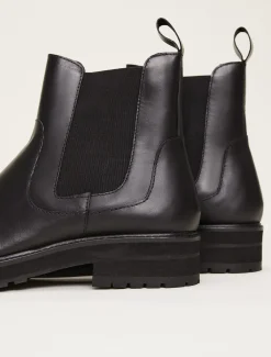 Casual Leather Pull On Ankle Boots