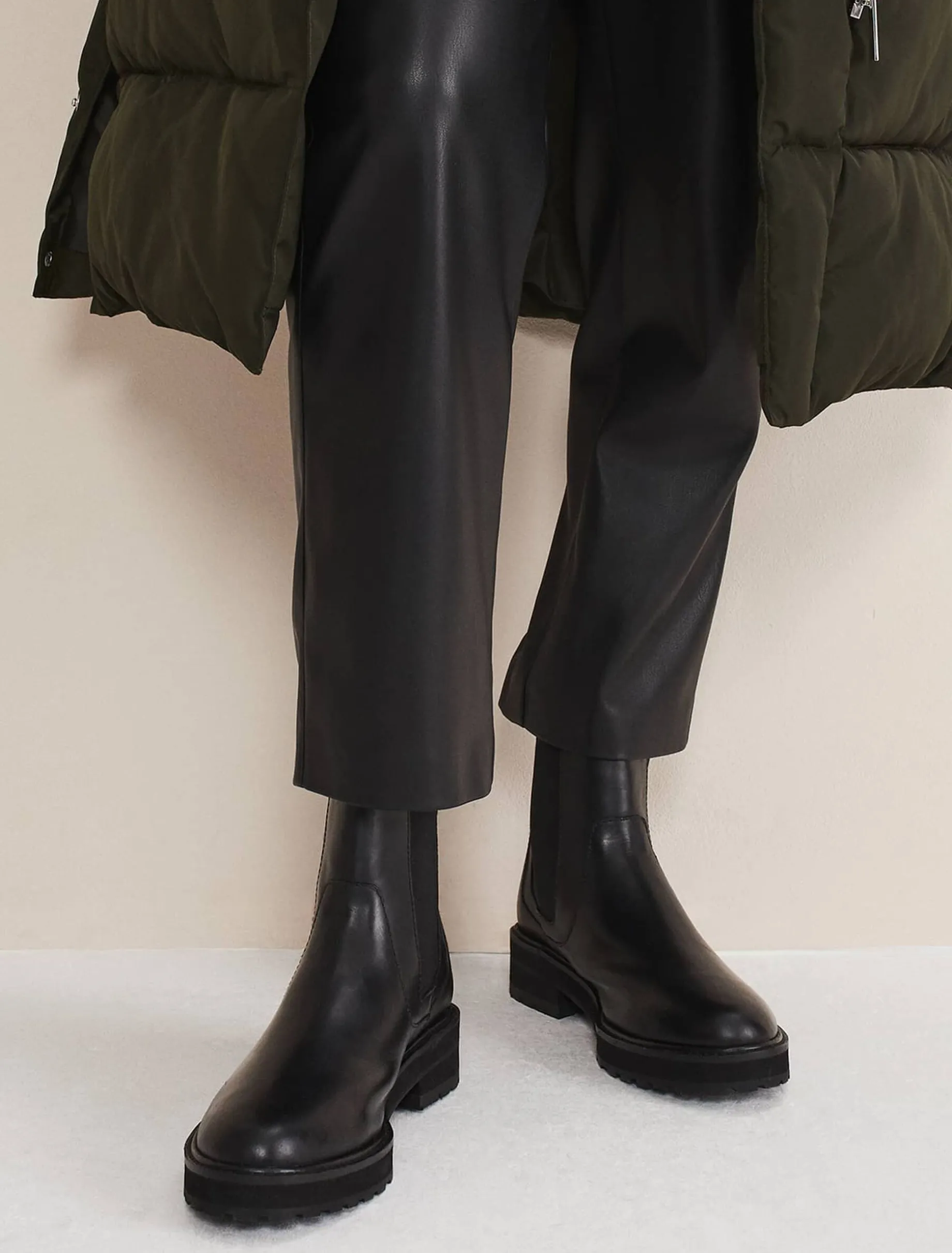 Casual Leather Pull On Ankle Boots