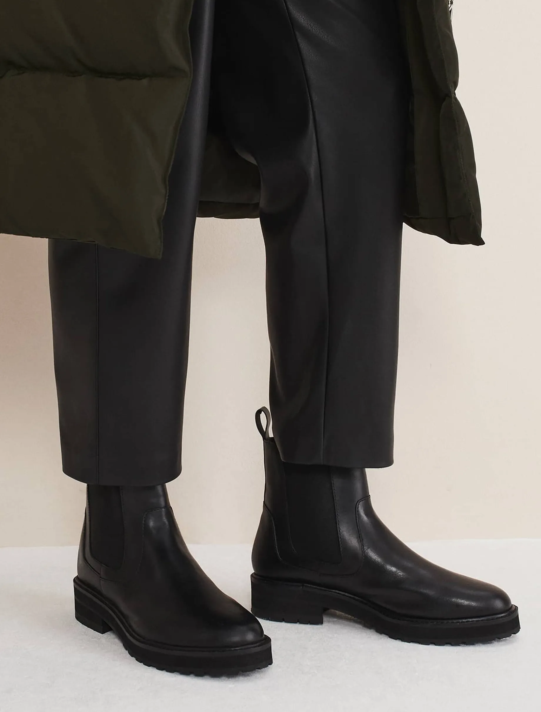 Casual Leather Pull On Ankle Boots