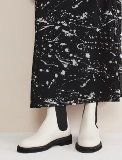 Casual Leather Pull On Ankle Boots