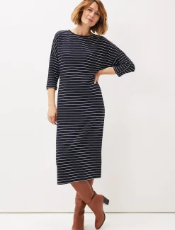 Cecile Stripe Midi Jersey Dress