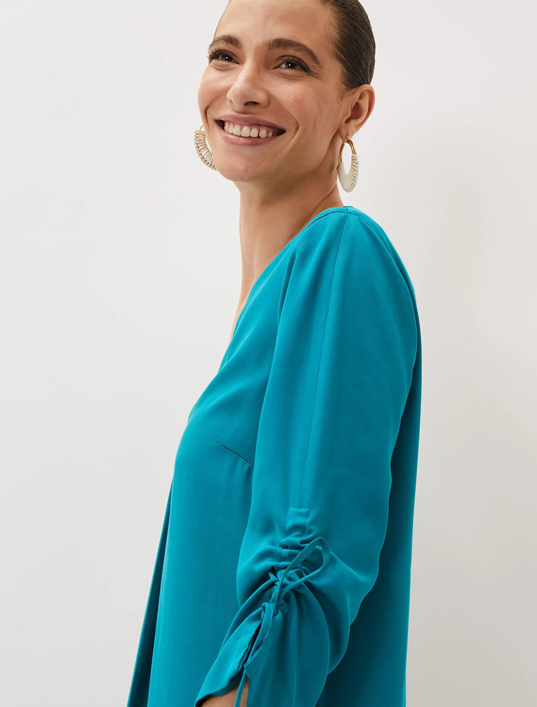 Ceiara Ruched Sleeve Tunic Dress
