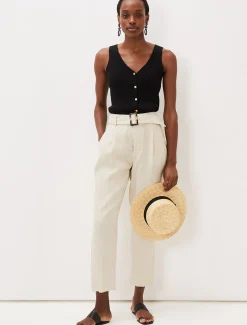 Celine Ribbed Button Vest Top