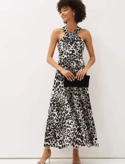 Chelsie Leopard Print Midaxi Dress