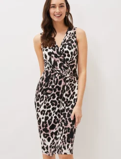 Chelsie Leopard Print Sleeveless Jersey Dress