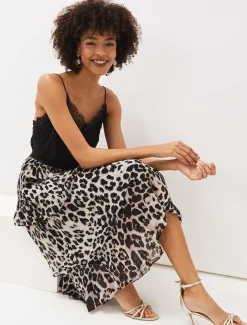 Chelsie Leopard Tiered Skirt