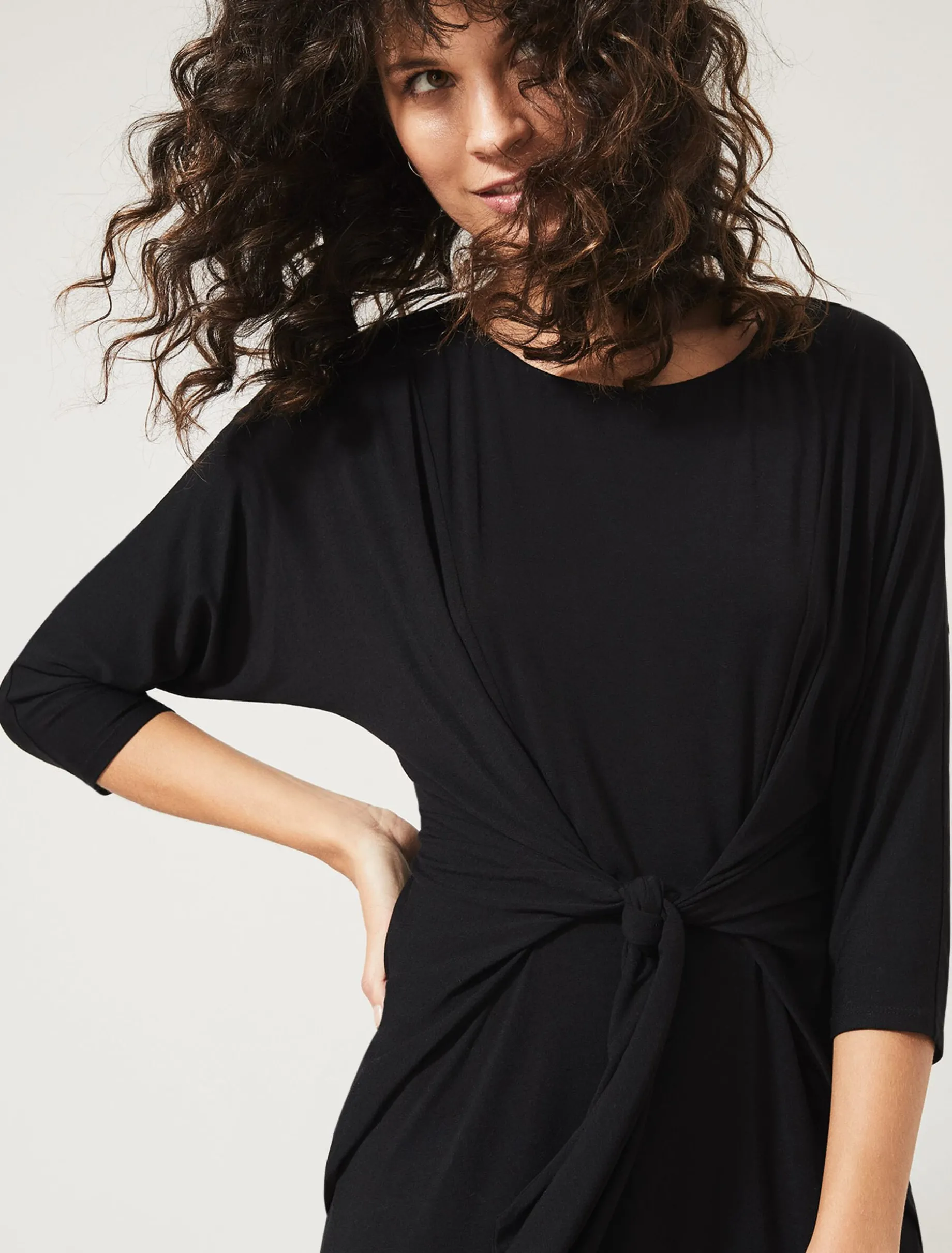 Cindy Tie Front Jersey Dress