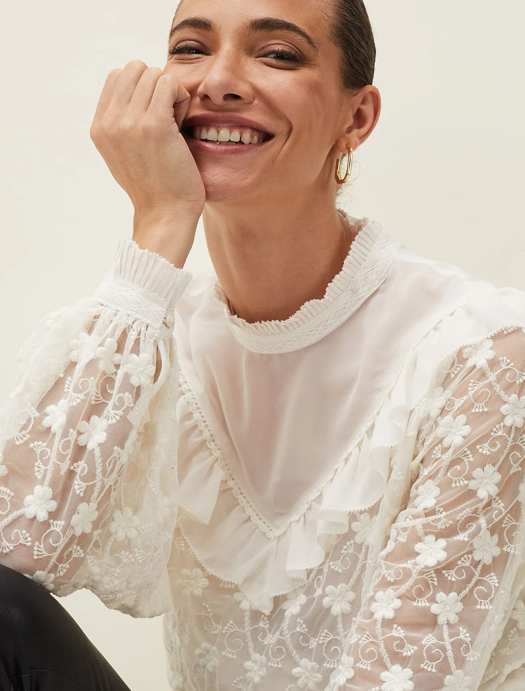 Coralina Embroidered Frill Blouse
