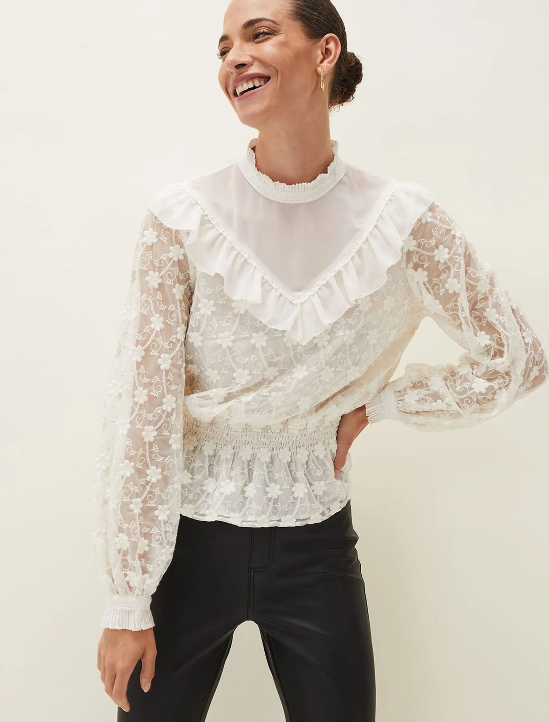 Coralina Embroidered Frill Blouse