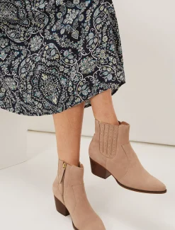 Cowboy Suede Ankle Boots