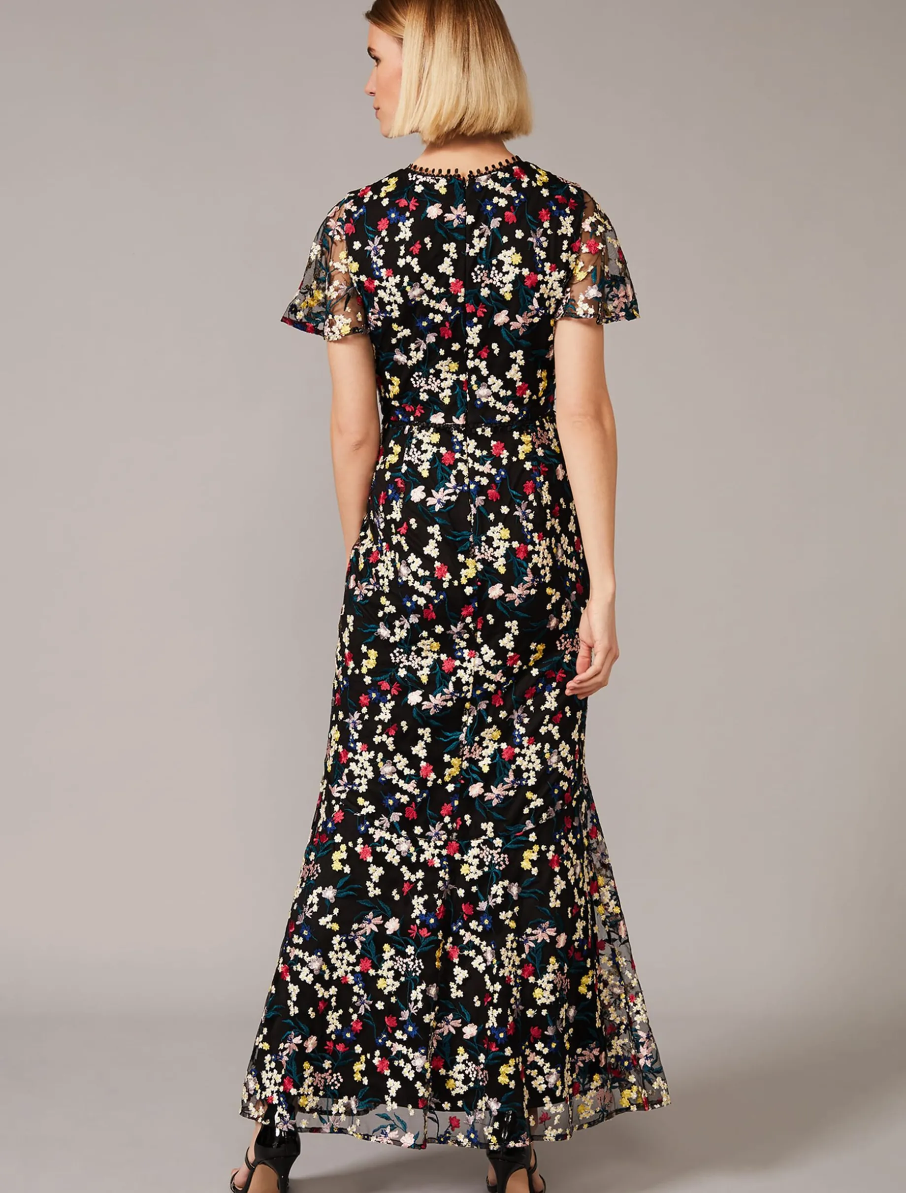 Daiva Embroidered Fishtail Dress