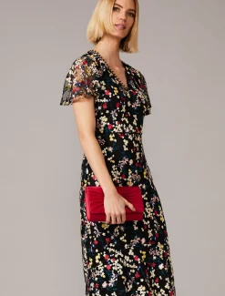 Daiva Embroidered Fishtail Dress