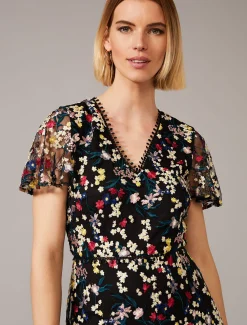 Daiva Embroidered Fishtail Dress