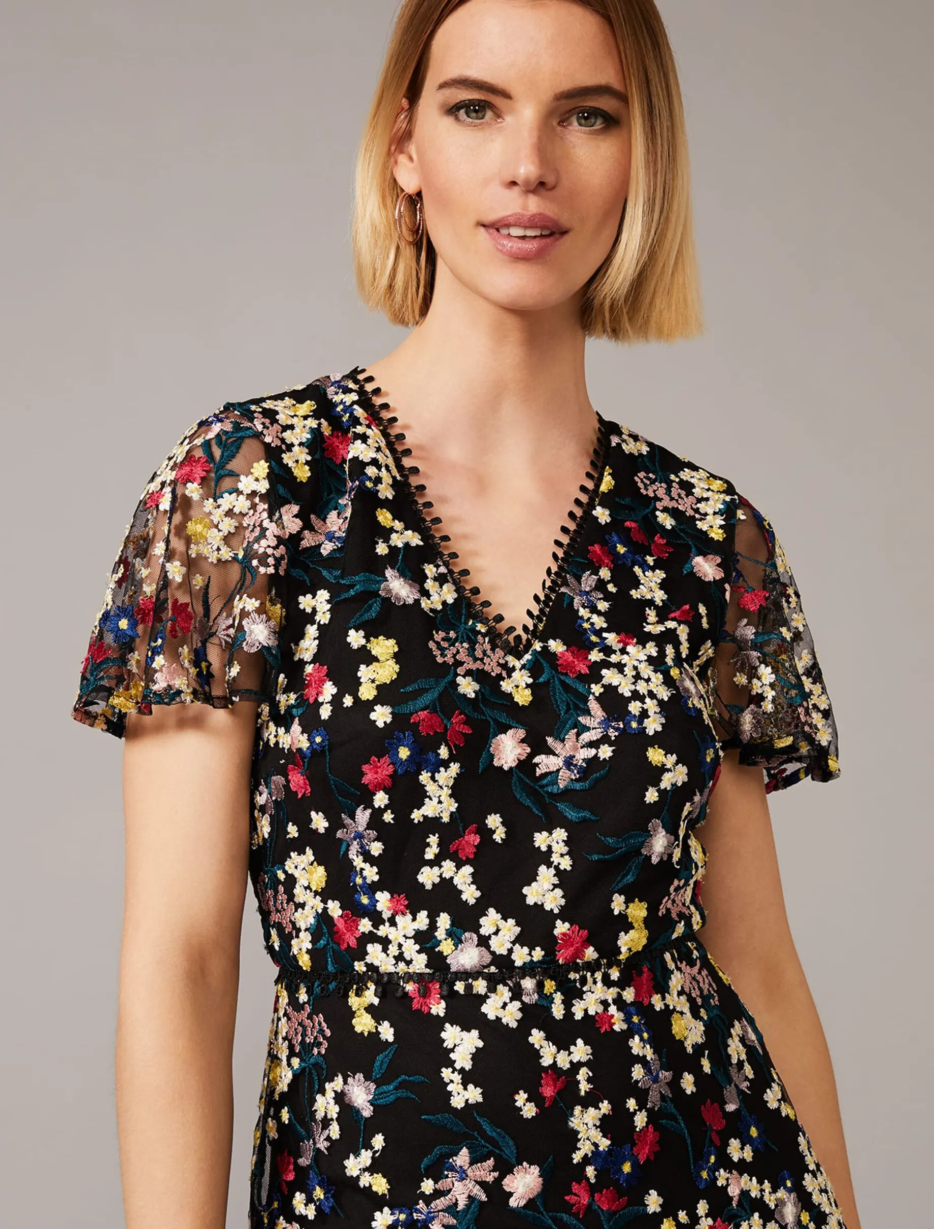 Daiva Embroidered Fishtail Dress