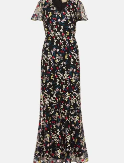 Daiva Embroidered Fishtail Dress