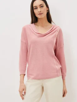 Dana Cowl Neck Button Trim Knit