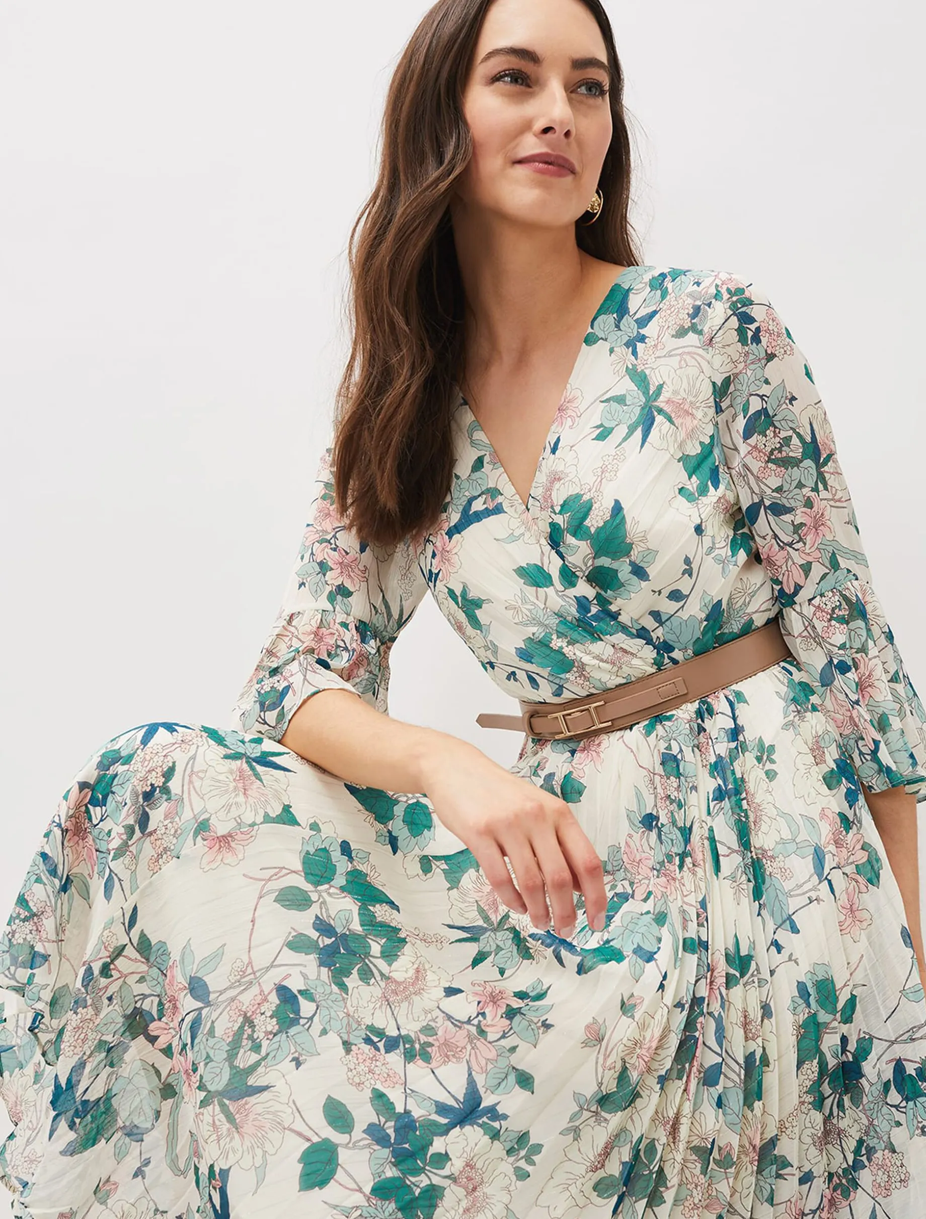 Dani Floral Pleated Midi Dress